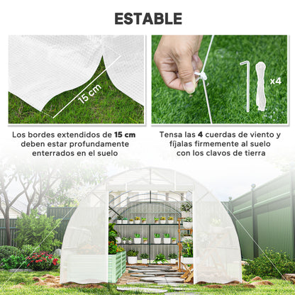 Outsunny Invernadero De Túnel 8x3x2 M Con 12 Ventanas Cubierta Pe Cultivo Blanco_5