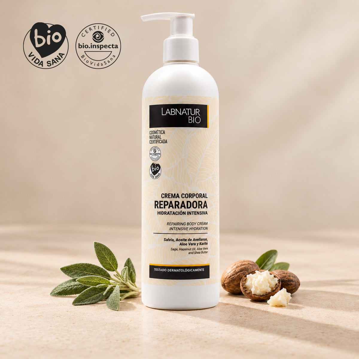 Crema Corporal Reparadora Labnatur Bio 400 ml | Salvia, Avellanas y Pepita de Uva | Piel Seca | Vegano_1