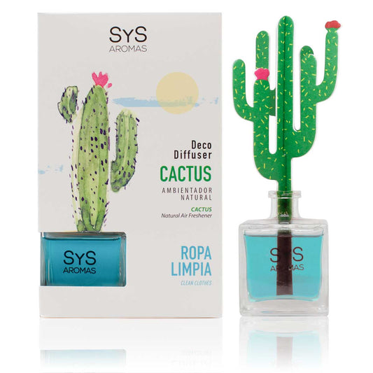 Ambientador Difusor Cactus Ropa Limpia Deco Diffuser SYS Aromas 90 ml | Aroma Fresco y Limpio | Relajante_0