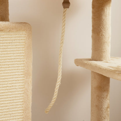Pawhut Árbol Rascador Para Gatos Grande Altura 132 Cm Beige_3