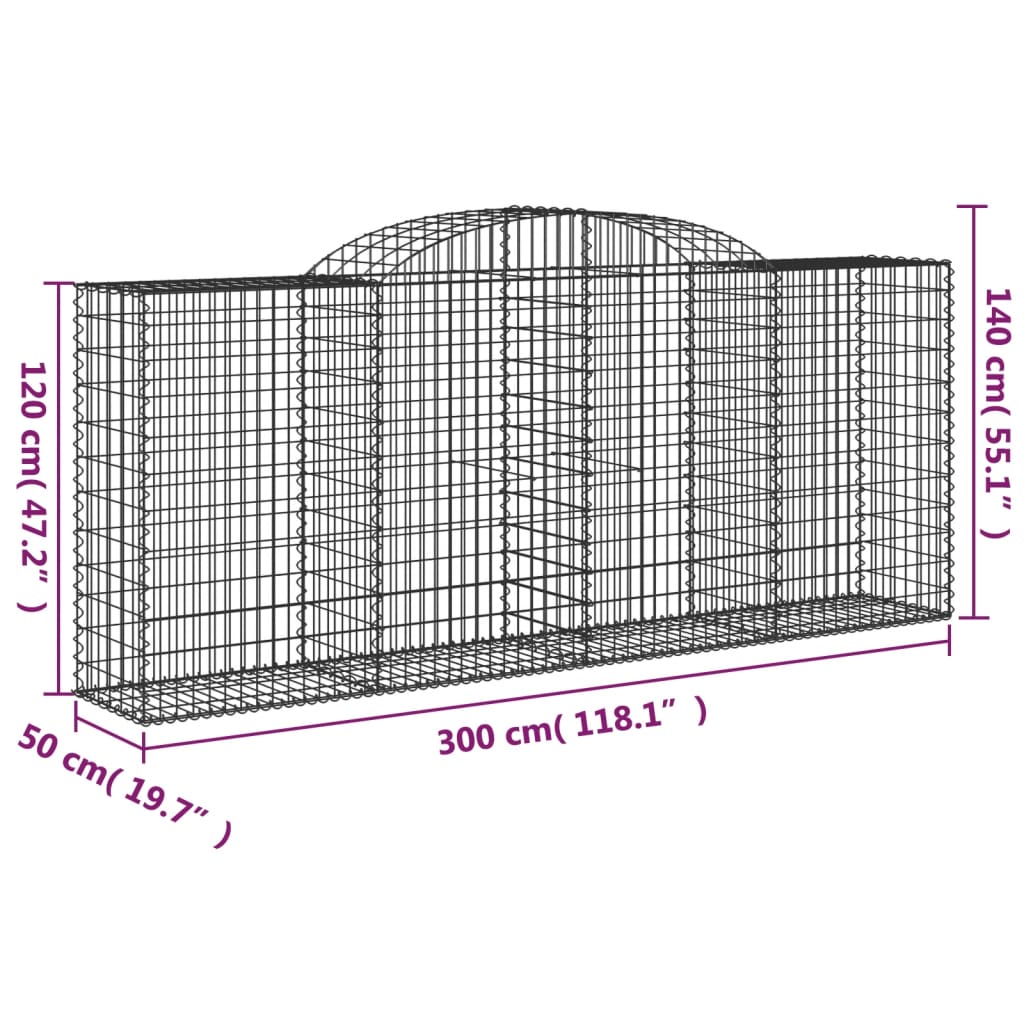 Cestas Gaviones 15 Uds Forma De Arco Hierro 300x50x120/140 Cm_5