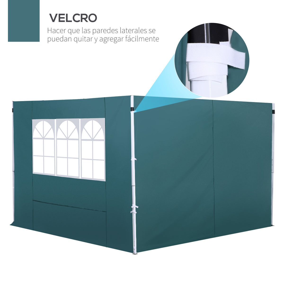 2 Paredes Parte Laterales De Carpa Plegable Outsunny Verde 300x200 Cm_5