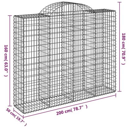Cestas Gaviones 11 Uds Forma De Arco Hierro 200x50x160/180 Cm_5