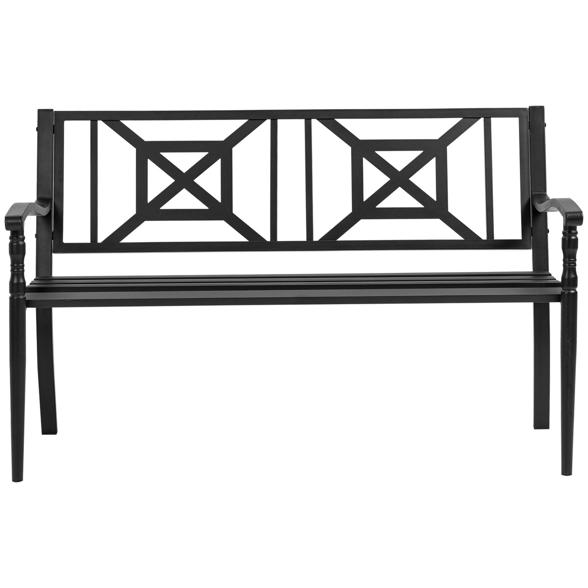 Outsunny Banco Jardín 2 Plazas Acero Con Reposabrazos Para Terraza Carga 240 Kg_4