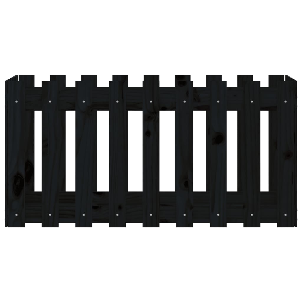 Arriate Elevado Jardín Con Valla Madera Pino Negro 100x50x50cm_4