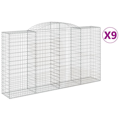 Cestas De Gaviones 9 Uds Forma De Arco Hierro 300x50x160/180 Cm_0