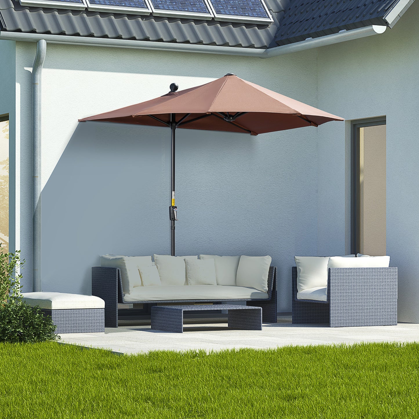 Outsunny Sombrilla De Pared Jardín 200x190x240cm Con Manivela Para Terraza Café_1