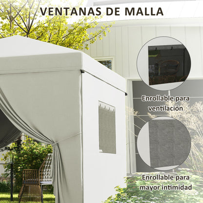Outsunny Carpa Plegable 3x3 M Con 4 Paredes Laterales Altura Ajustable Blanco_5