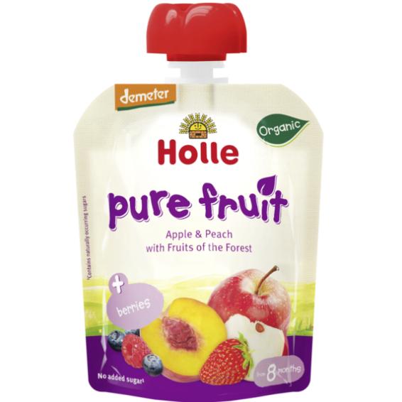 Smoothie BIO de manzana y melocotón con frutas de bosque Holle 90 g