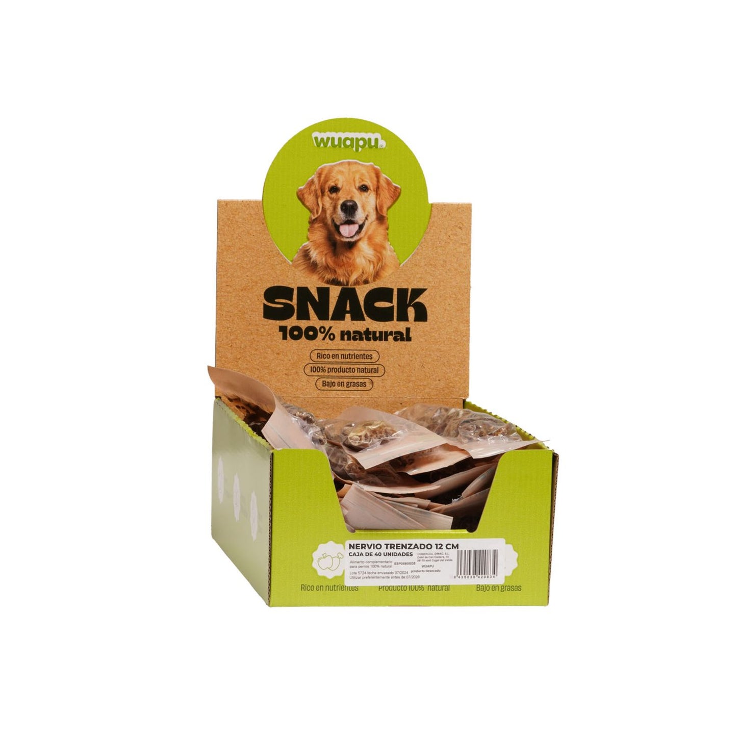 Snack Natural Wuapu Nervio De Buey Trenzado 12cm X 40 Unidades_2