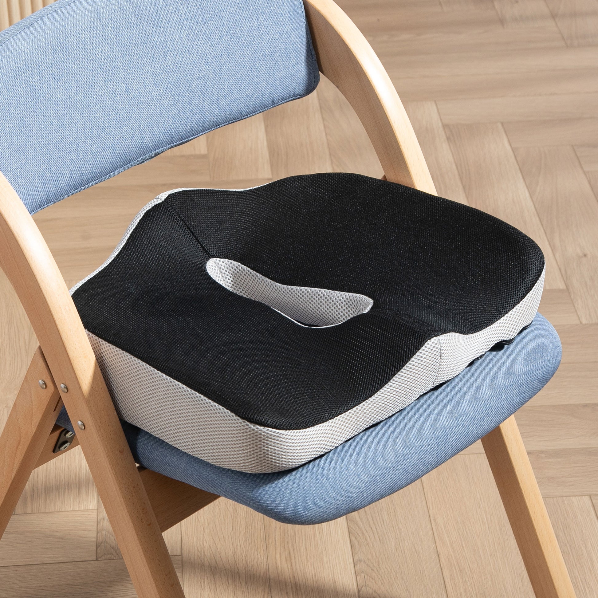 Homcom Cojín De Asiento De Espuma Viscoelástica Con Base Antideslizante Negro_4