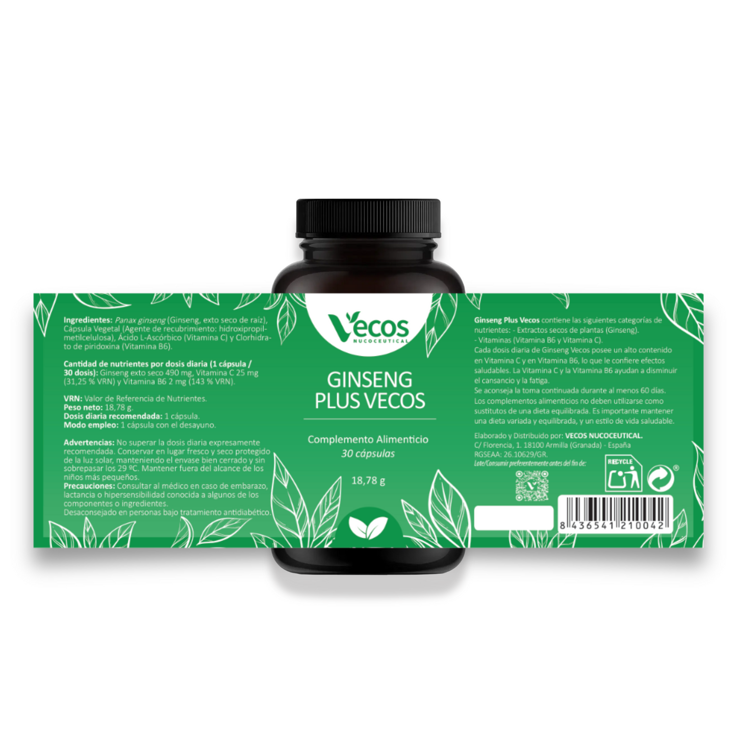 Ginseng Plus Vecos 30 Cápsulas | Cansancio Y Fatiga Física Y Mental | Panax Ginseng 490 Mg_4