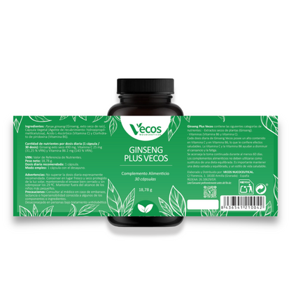 Ginseng Plus Vecos 30 Cápsulas | Cansancio Y Fatiga Física Y Mental | Panax Ginseng 490 Mg_4