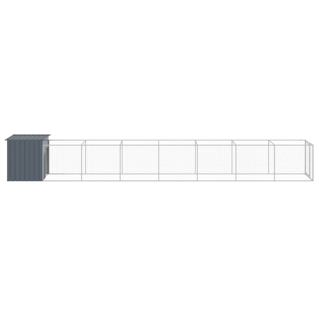 Caseta Perros Con Corral Acero Galvanizado Gris 110x813x110 Cm_3