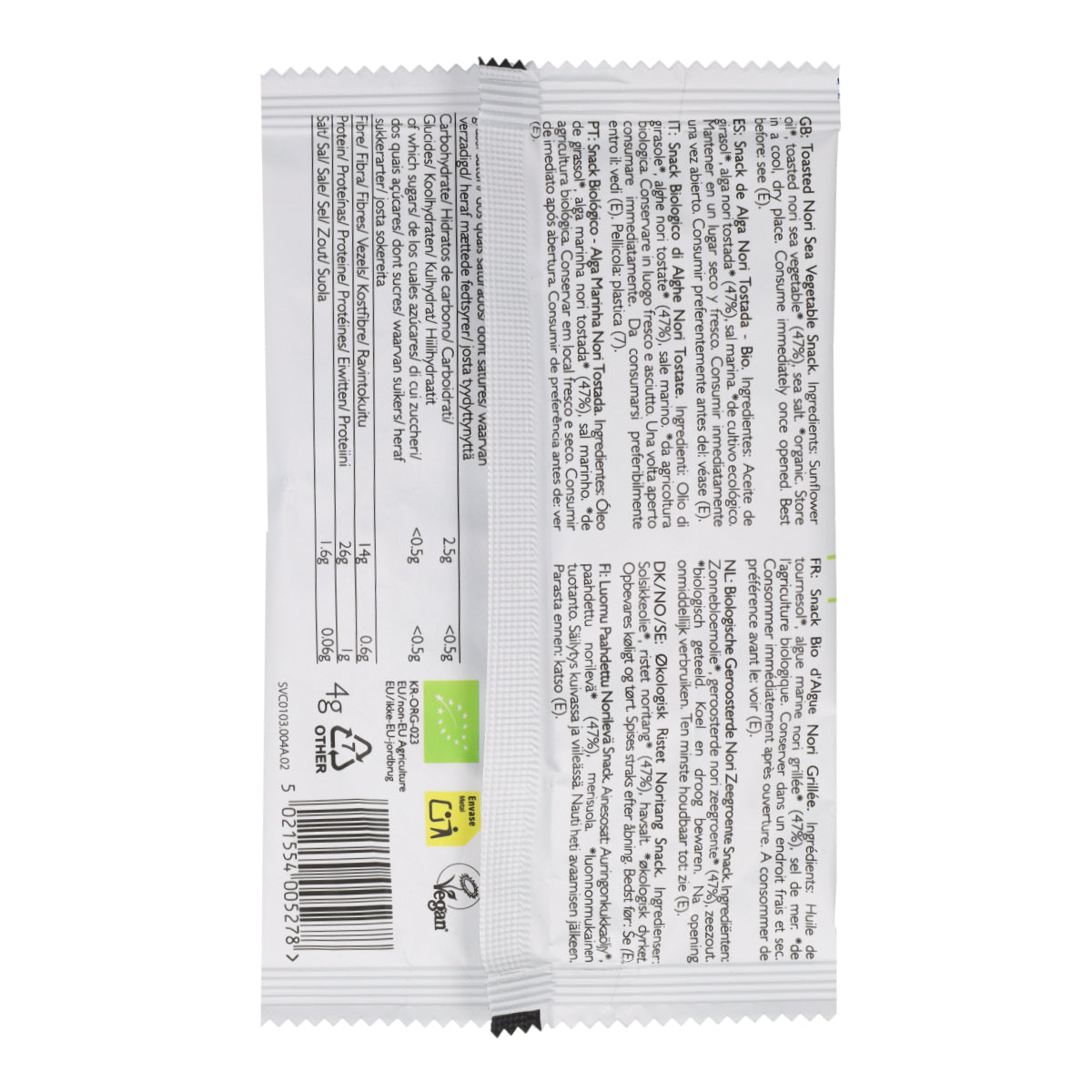 Snack de Alga Nori Tostada Bio Clearspring 4g