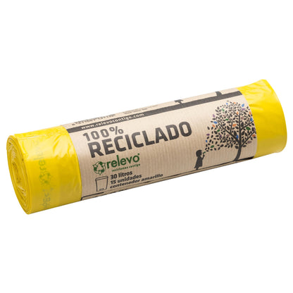 Bolsas basura amarilla 30 litros 100% recicladas Relevo 15 Uds