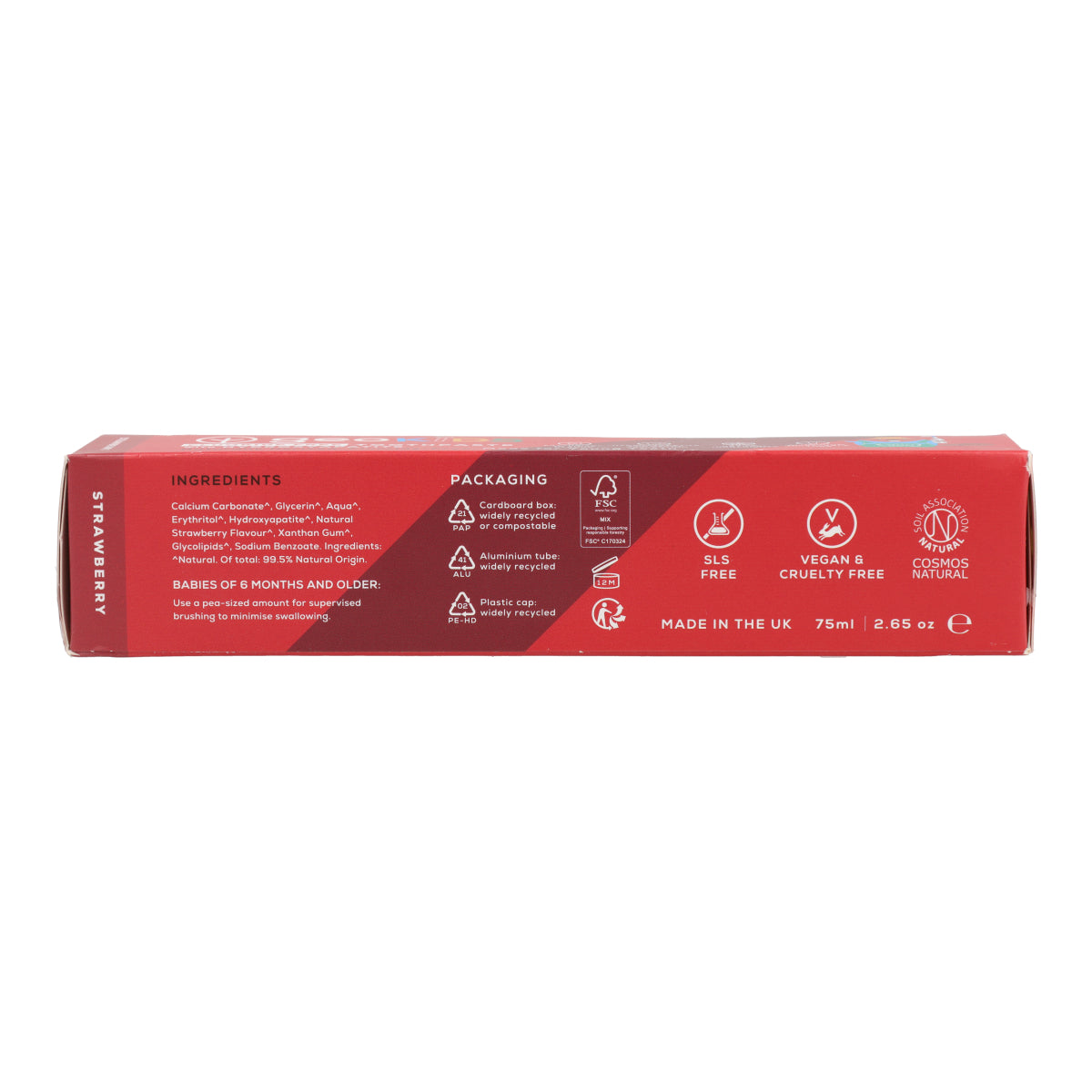 Pasta de dientes para niños con hidroxiapatita Fresa Georganics 75 ml