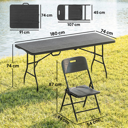 Outsunny Conjunto De Camping Plegable Con Mesa Y 4 Sillas Negro_2