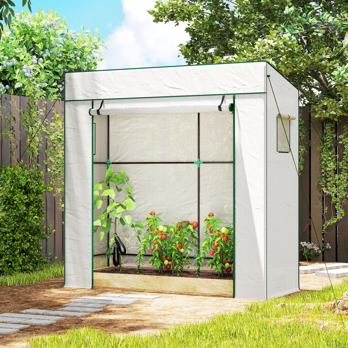 Outsunny Invernadero Pequeño Con Ventanas De Malla 196x77x197 Cm Blanco_3