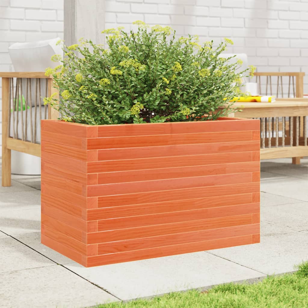 Jardinera De Madera Maciza De Pino Marrón Cera 70x40x46 Cm_2