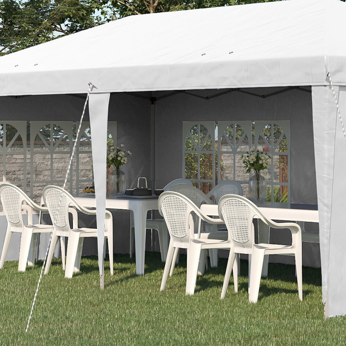 Carpa Plegable Outsunny 585x295x270 Cm Blanco_4