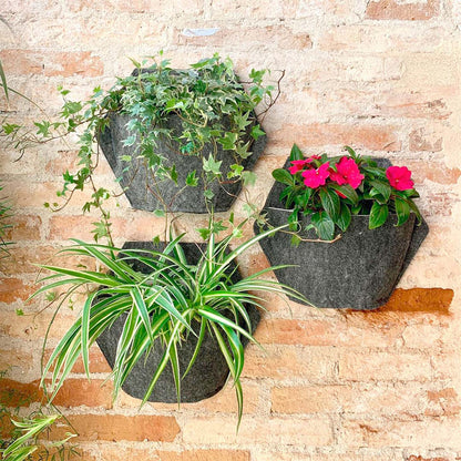 Jardín Vertical Modular Citysens Con Riego Manual De 3 Maceteros – Gris Claro Con Funda Téxtil Reciclada_3