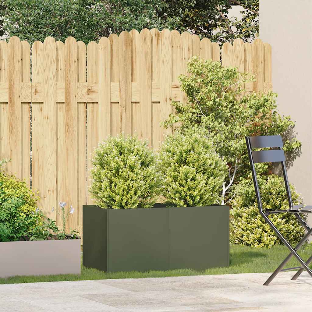Jardinera De Acero Laminado En Frío Verde Oliva 80x40x40 Cm_2