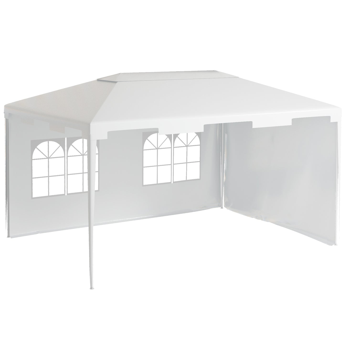 Outsunny Carpa De Jardín 4x3 M Con 2 Laterales 2 Ventanas Anti-uv Blanco_0
