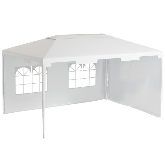 Outsunny Carpa De Jardín 4x3 M Con 2 Laterales 2 Ventanas Anti-uv Blanco_0