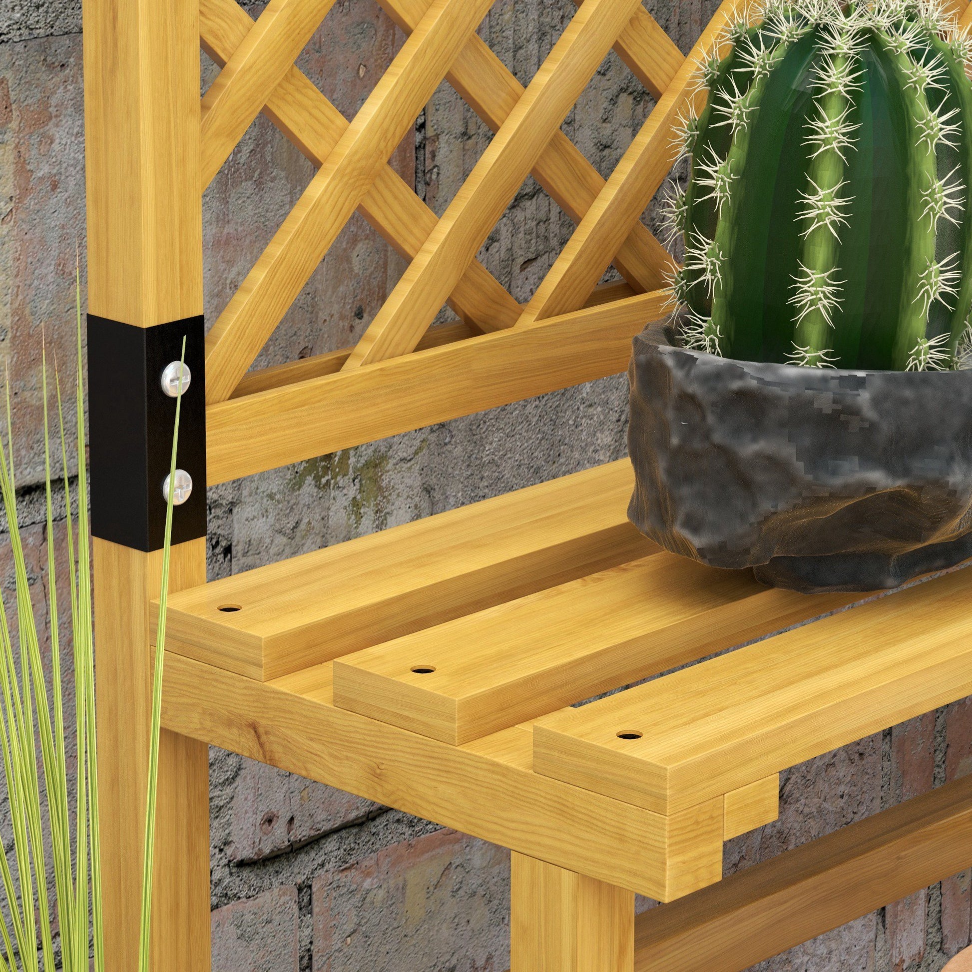 Outsunny Estantería Para Plantas De Madera Con Enrejado 75x50x166 Cm Natural_4