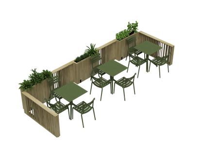 Kit Jardinera Alta De Madera Con Ruedas, Barandilla Abatible Y Cortavientos 60 Cm 75 X 34 X 80 Cm Hortalia_4
