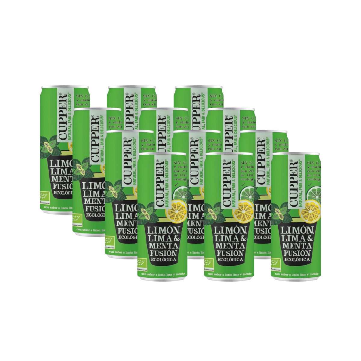 Pack x 12 Refresco de Menta, Limón y Lima Bio Cupper 250 ml