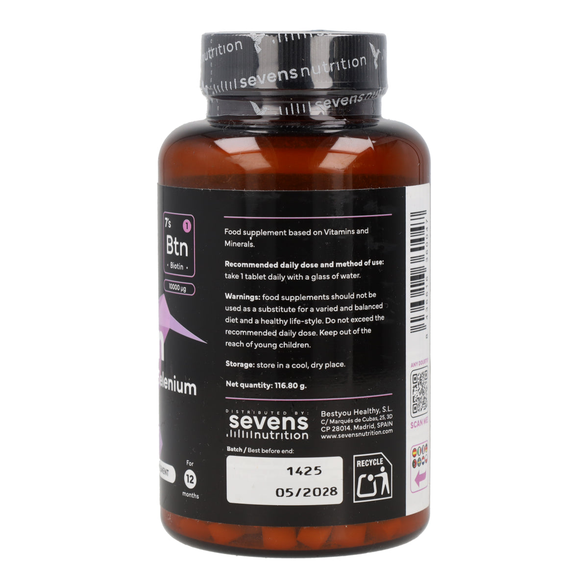 Biotina 10000 mcg Sevens Nutrition 365 cápsulas