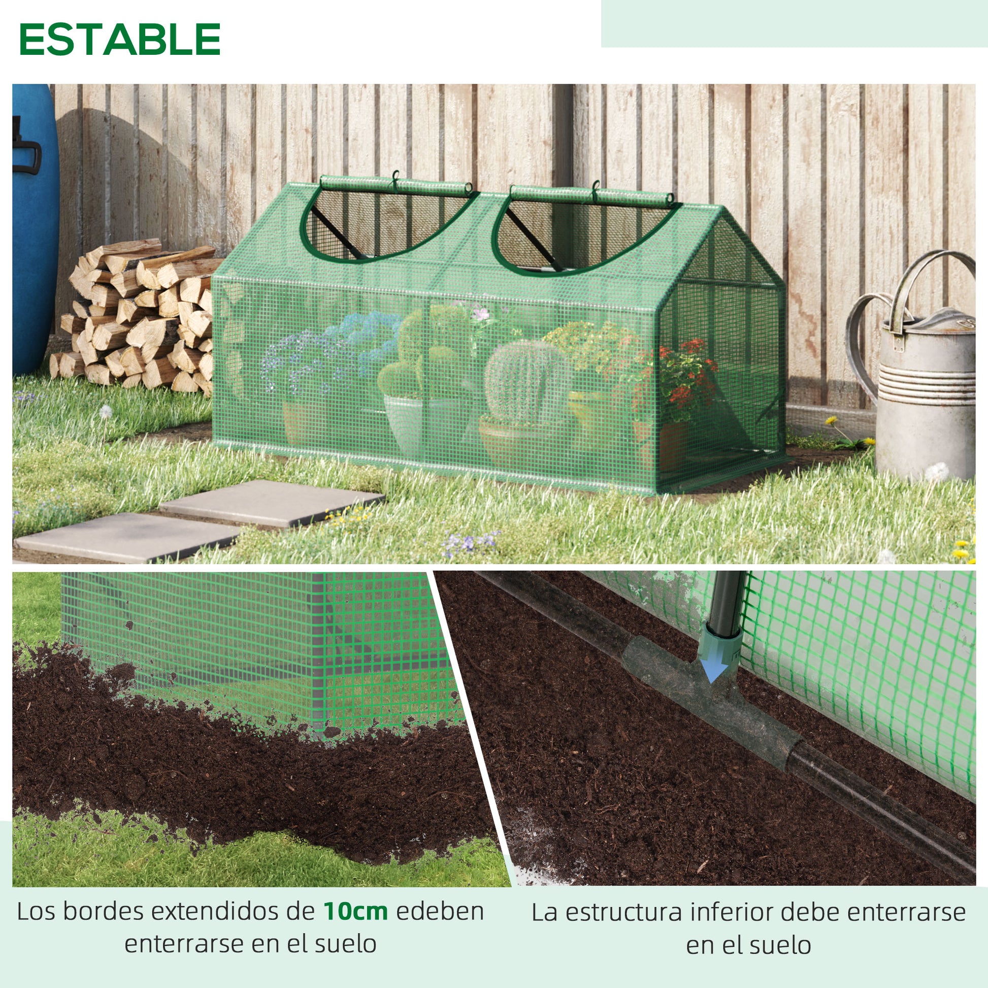 Outsunny Invernadero De Terraza 120x60x60 Cm Acero Con 2 Ventanas Verde_5