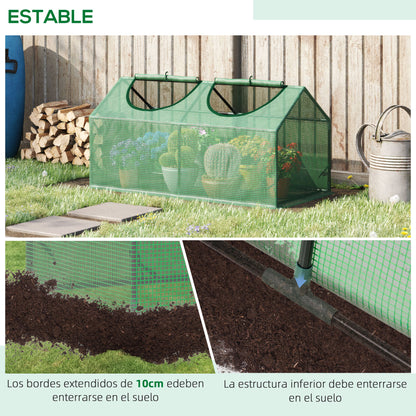 Outsunny Invernadero De Terraza 120x60x60 Cm Acero Con 2 Ventanas Verde_5