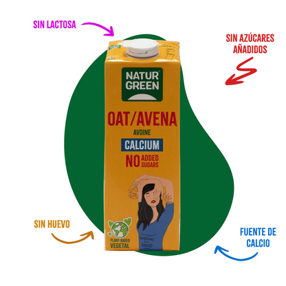 Bebida vegetal Oat/Avena sin azúcares añadidos calcio Naturgreen 1 litro