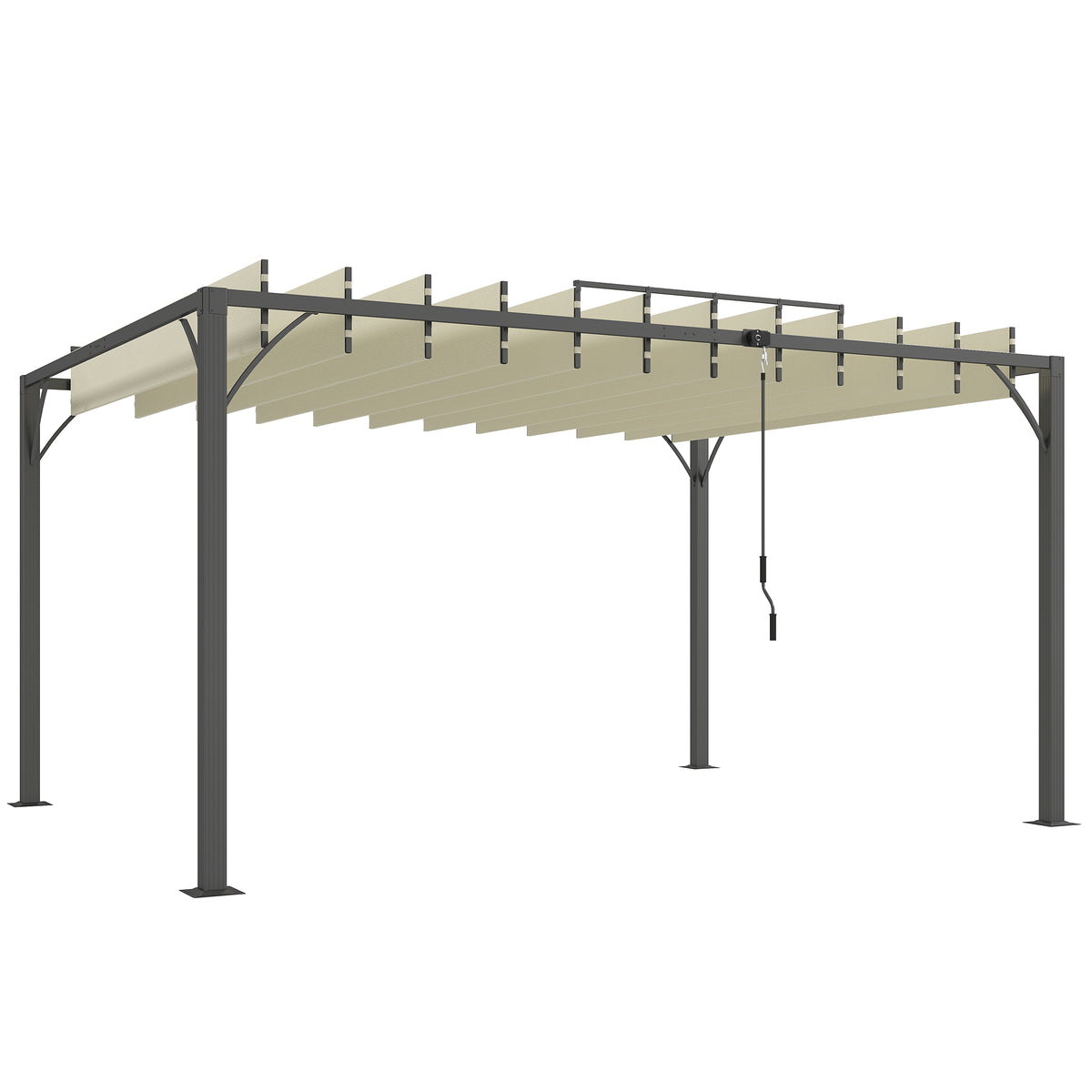 Outsunny Pérgola De Jardín 3x4 M Con Techo De Lamas Orientables Upf30+ Crema_0