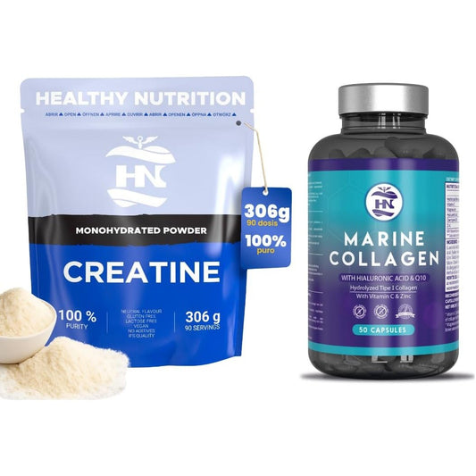 Pack Colágeno Marino Con Ácido Hialurónico (50 Cápsulas) + Creatina Monohidrato En Polvo Sin Sabor (306 G)_0