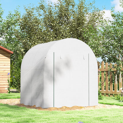 Outsunny Invernadero De Jardín 180x180x200 Cm Puerta Enrollable Ventana De Malla_3