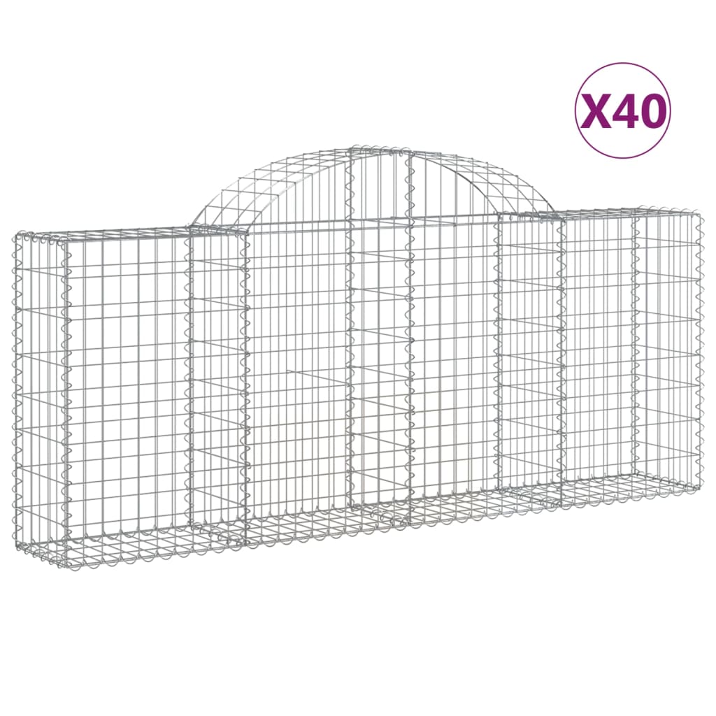 Cestas De Gaviones 40 Uds Forma De Arco Hierro 200x30x80/100 Cm_0