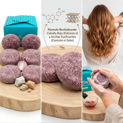 Pack 4 Champú Sólido De Cebolla Roja Y Arcilla. Fortalecedor. Detox Pelo Graso Y Con Caspa. Aporta Volumen. Aroma Fresco_5