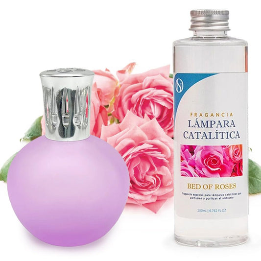 Lámpara Catalítica Fucsia Mate + Fragancia Bed Of Roses 200ml - Elimina Malos Olores, Impurezas Y Perfuma_0