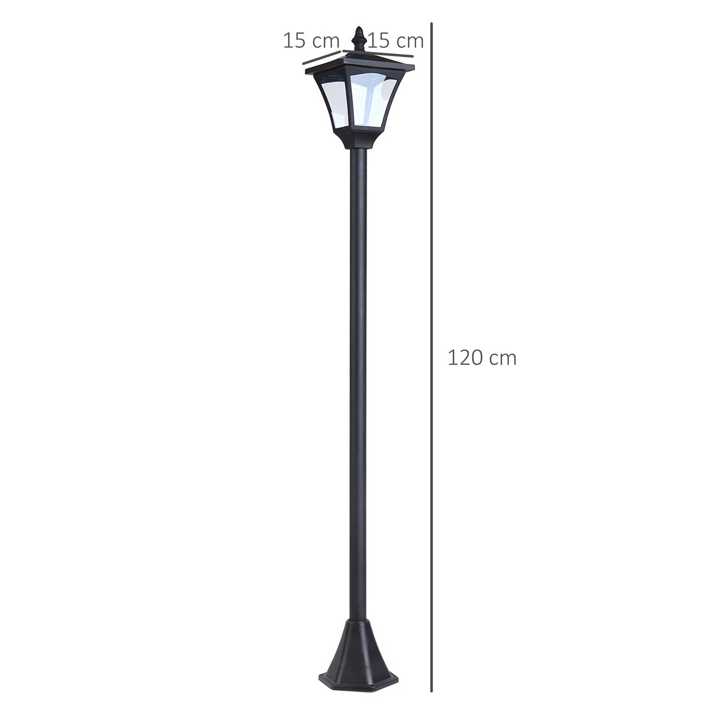 Outsunny Conjunto De 2 Farolas Solares Con Paneles Solares 15x15x120 Cm Negro_2