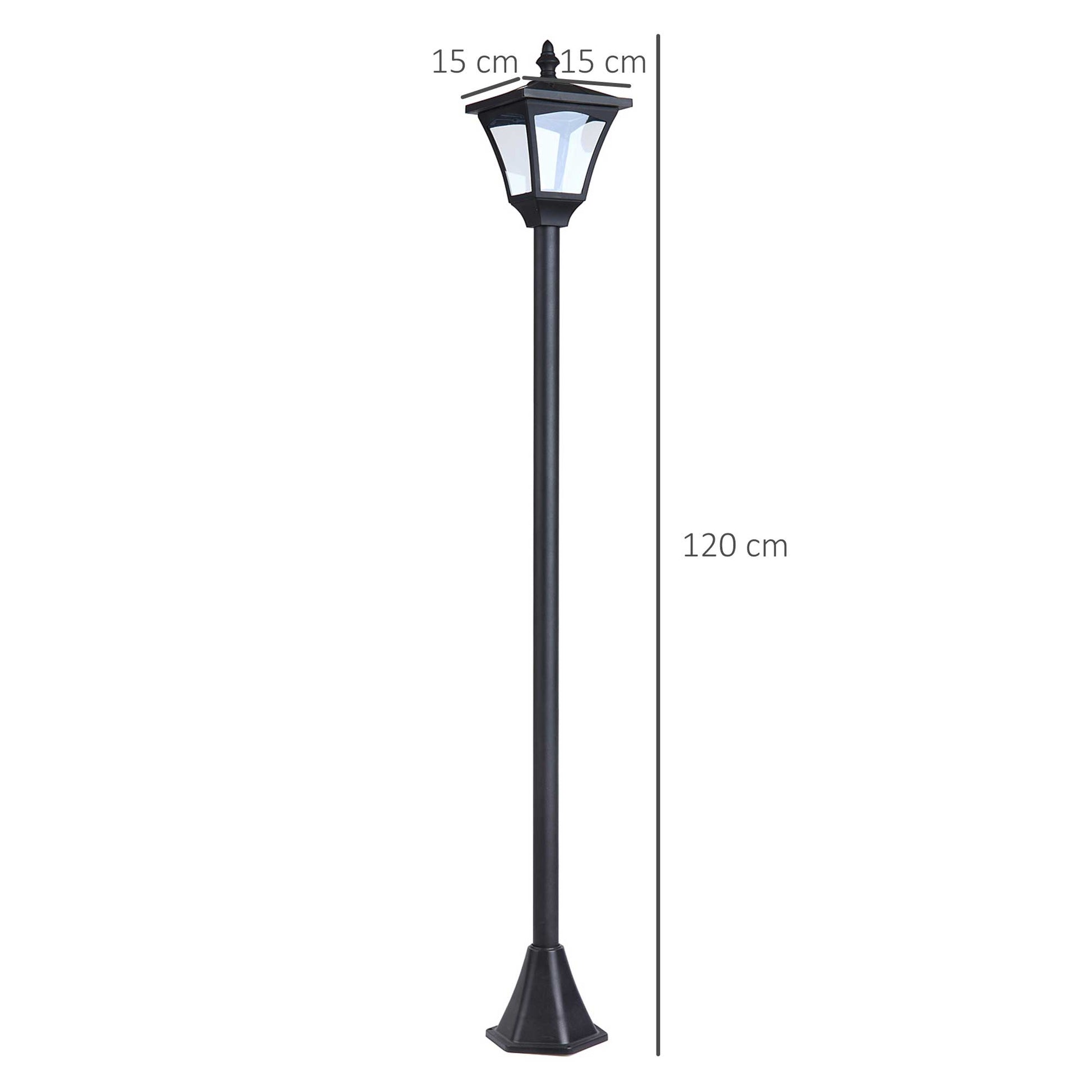 Outsunny Conjunto De 2 Farolas Solares Con Paneles Solares 15x15x120 Cm Negro_2