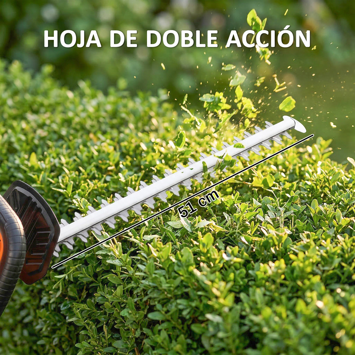 Outsunny Cortasetos Eléctrico Con Batería De 2000mah Y Cuchilla De 51 Cm Naranja_5