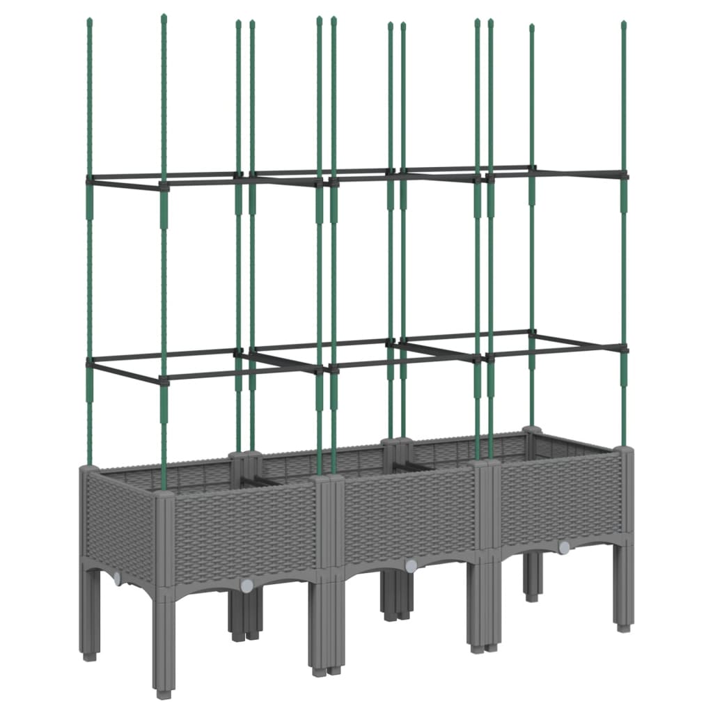Jardinera Con Enrejado Pp Gris Claro 120x40x142,5 Cm_4