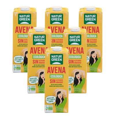 Pack 6 x Bebida de Avena BIO sin azúcares añadidos NaturGreen 1 L