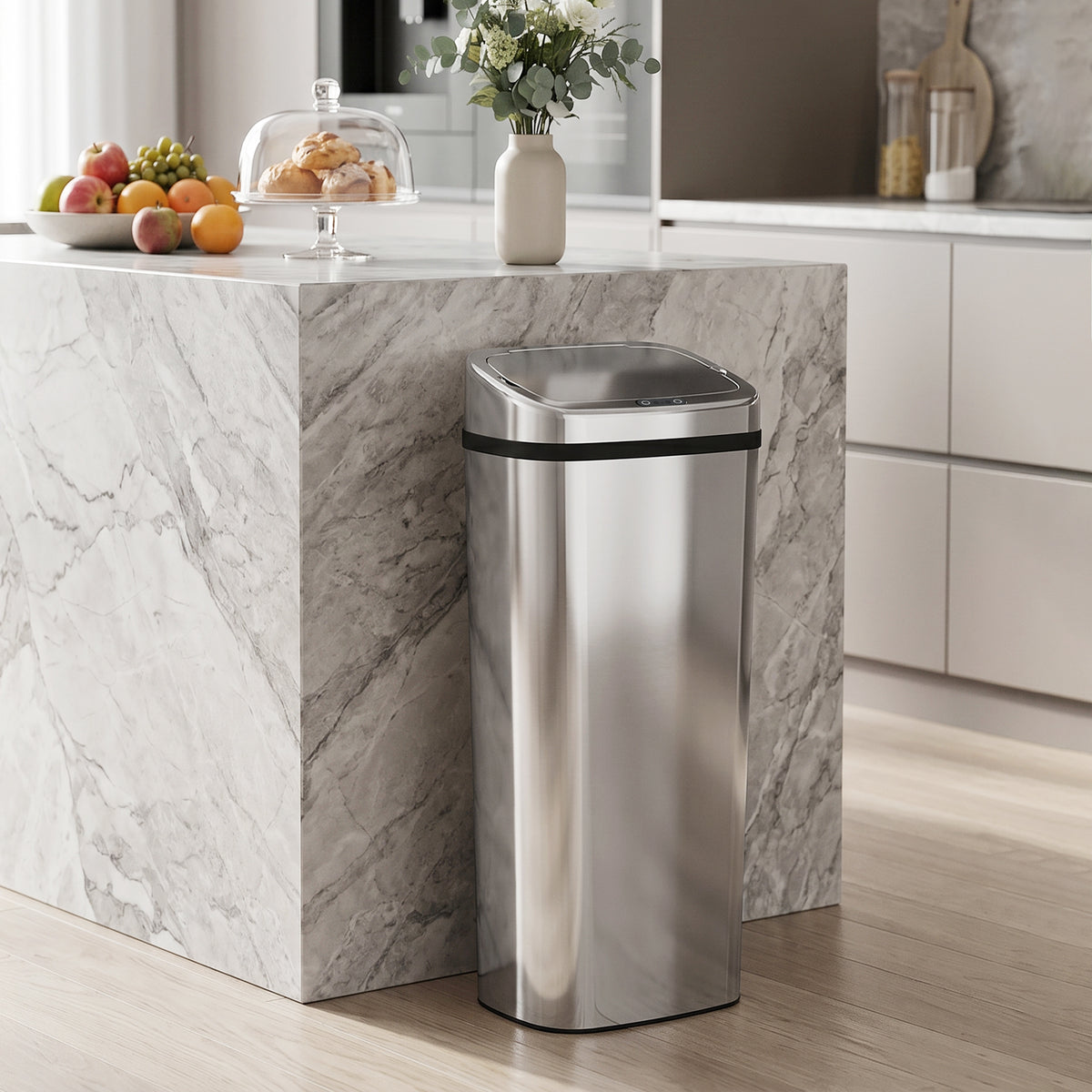 Caixote De Lixo Homcom Prata Aço Inoxidável E Abs 33x25x84cm_1