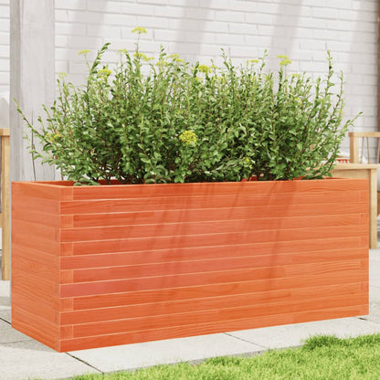 Jardinera De Madera Maciza De Pino Marrón Cera 110x40x45,5 Cm_1