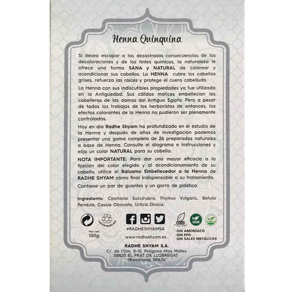 Henna Quinquina Polvo Radhe  Radhe 100 g